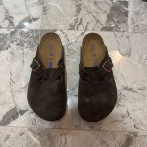 Brown Suede Birkenstock Clogs Size 36 Wide